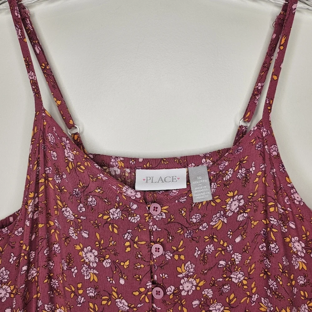 Girls Sundress Floral Pink Tiered Size 16 Boho Summer Dress Adjustable Straps - Picture 11 of 15